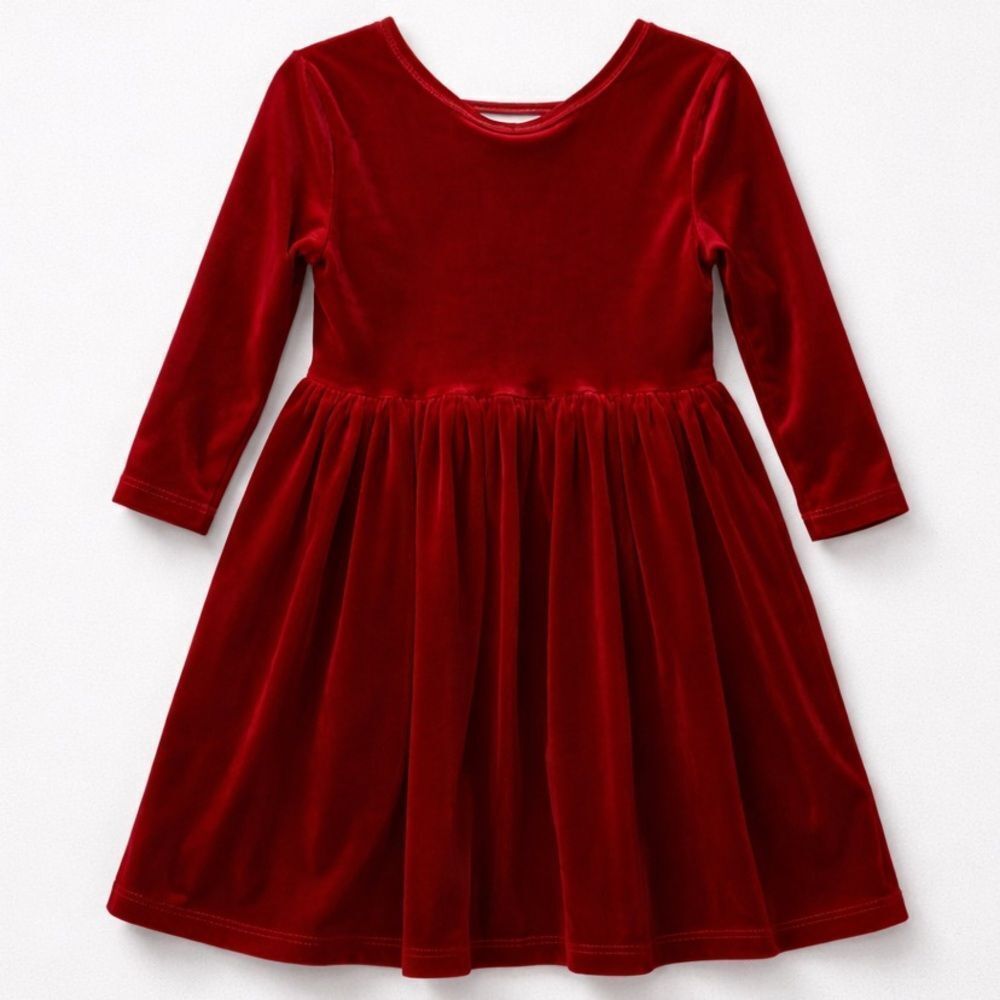 Mila and Rose red velour velvet long sleeve dress holiday party event size 4T